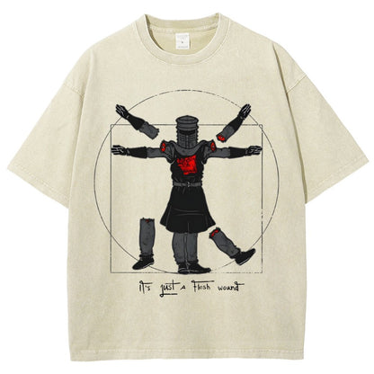 Vitruvian Man- Black Knight Vintage Distressed T-shirt