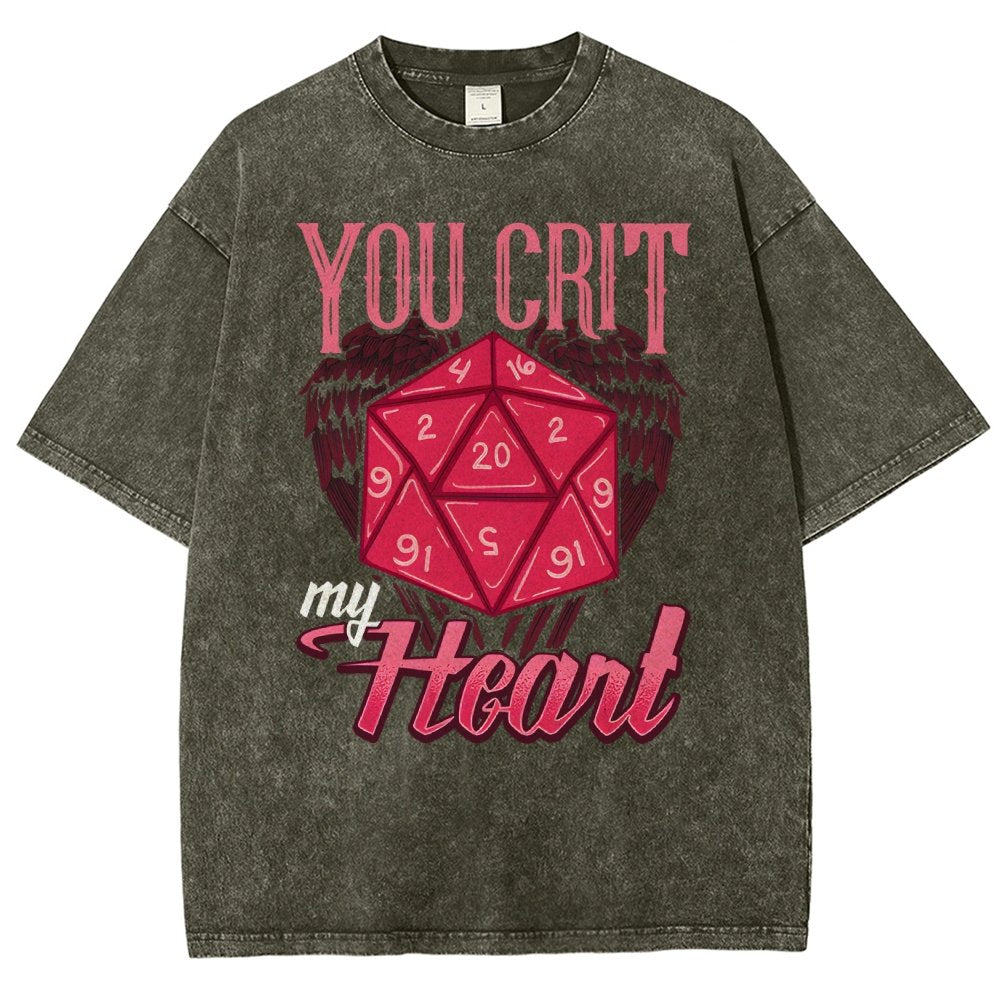 You Crit My Heart Fun Board Game Valentine's Day Nerd Vintage Distressed T-shirt