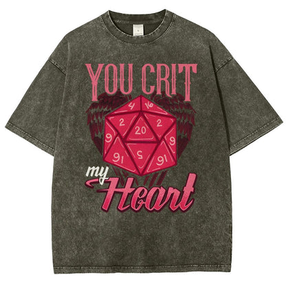 You Crit My Heart Fun Board Game Valentine's Day Nerd Vintage Distressed T-shirt
