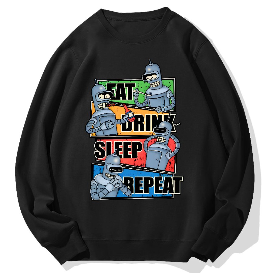 Eat Drink Sleep Repeat Geek Cotton Sweatshirt