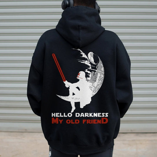 Hello Darkness My Old Friend Printed Back Unisex Cotton Hoodie