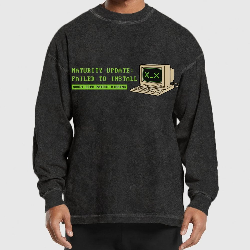 Adult Life Patch Missing Washed Long Sleeve Tee