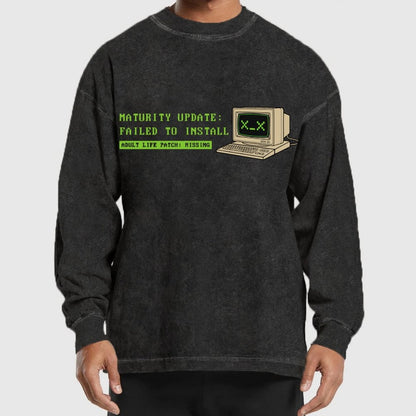 Adult Life Patch Missing Washed Long Sleeve Tee