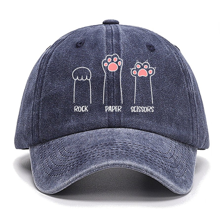 Rock Paper Scissors Hand Game Cute Paw Funny Cat Cotton Hat