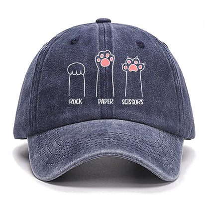 Rock Paper Scissors Hand Game Cute Paw Funny Cat Cotton Hat