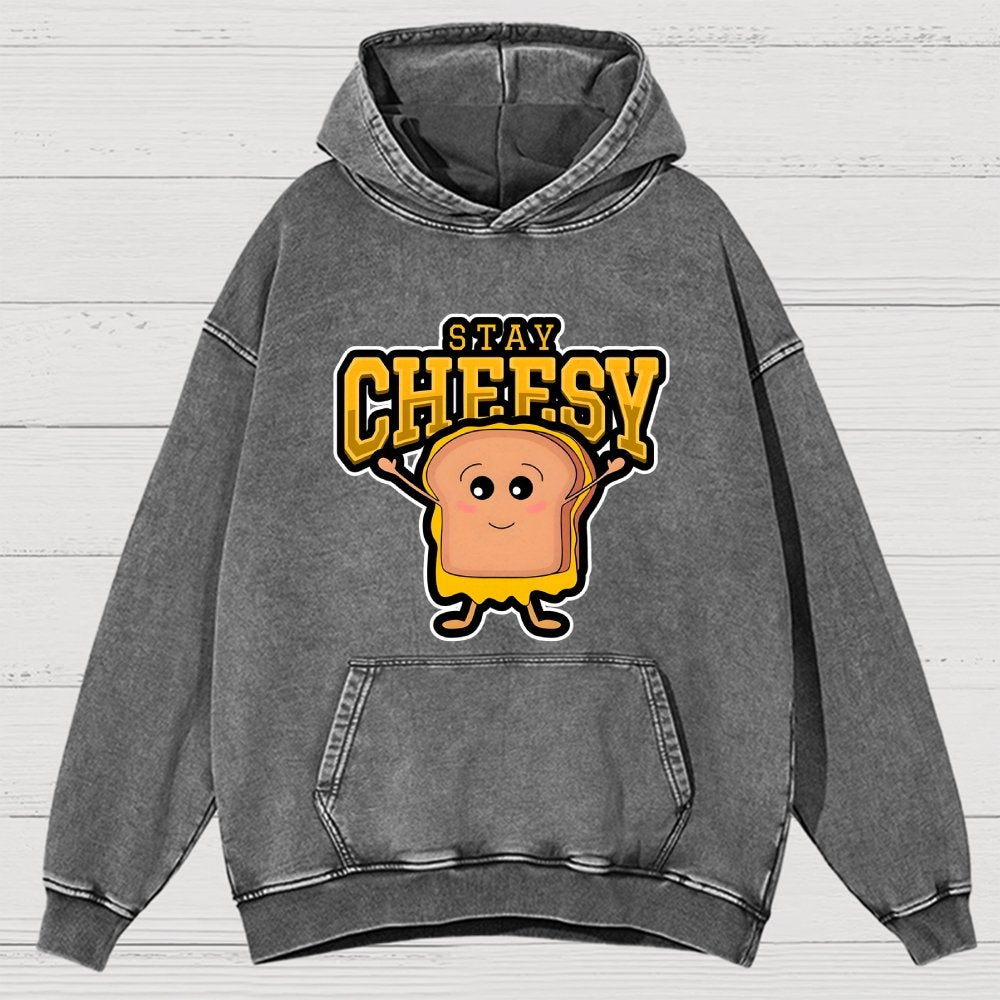 Sandwich Stay Cheesy Vintage Distressed Hoodie