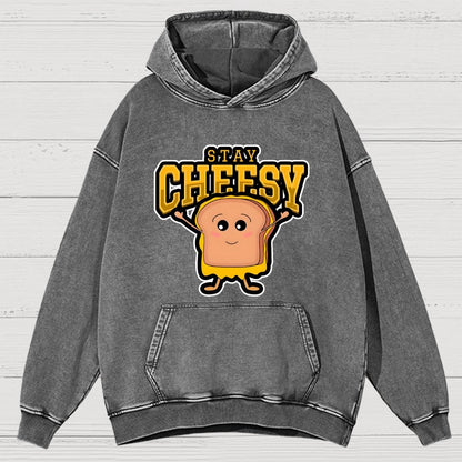 Sandwich Stay Cheesy Vintage Distressed Hoodie