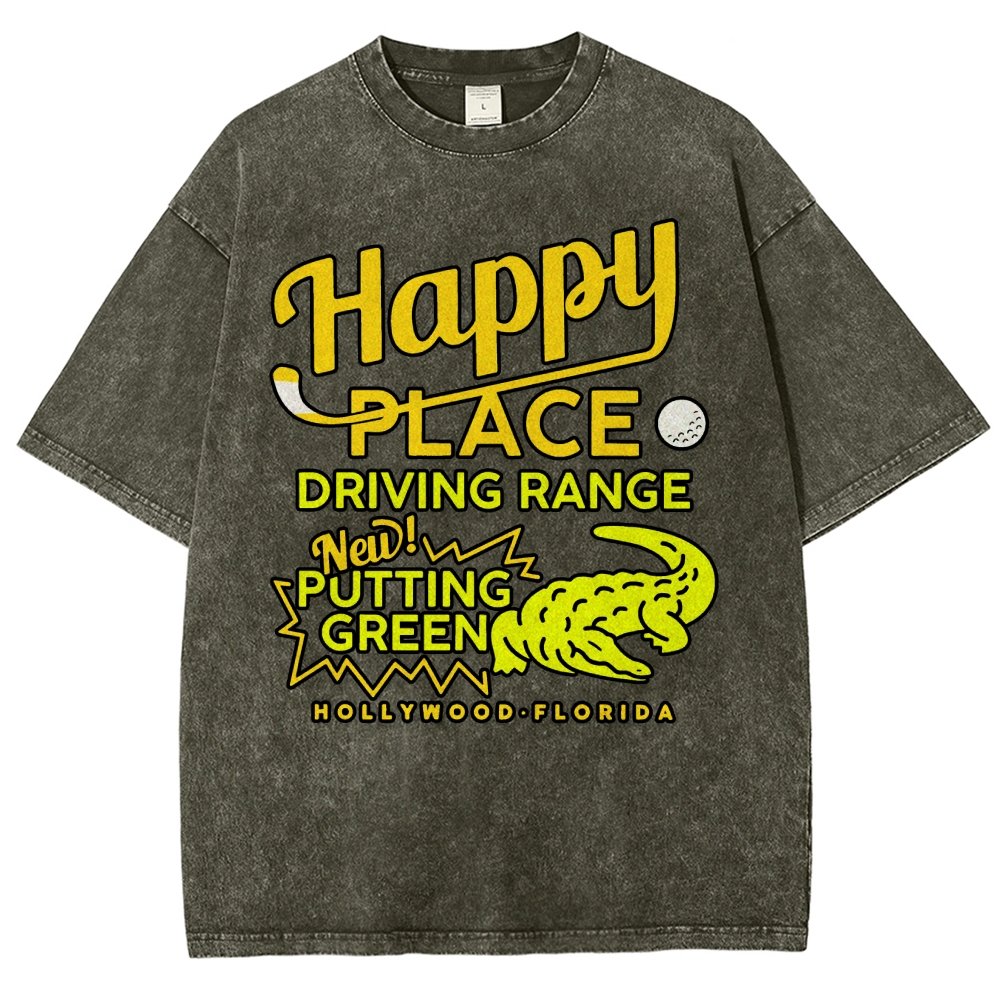 Happy Place Driving Range Vintage Distressed T-shirt