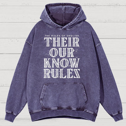 Their Our Know Rules Vintage Distressed Hoodie