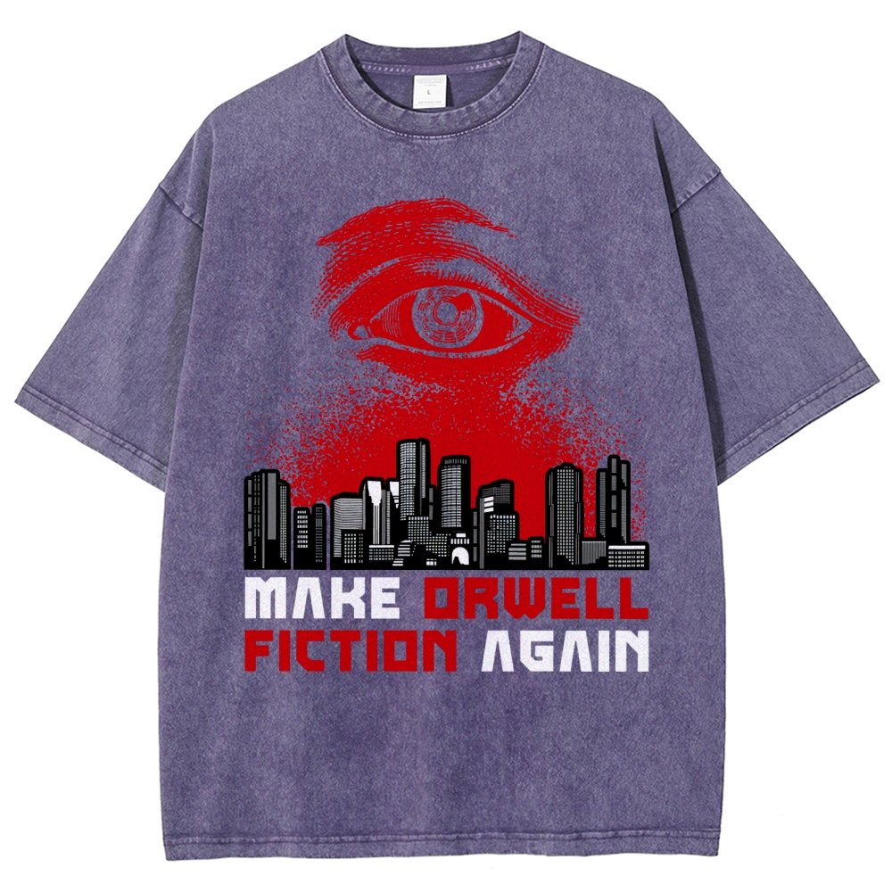 Damen Make Orwell Fiction Again Vintage Distressed T-shirt