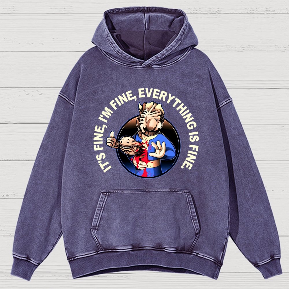 I'M Fine Everything Is Fine Vintage Distressed Hoodie