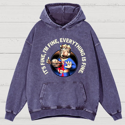 I'M Fine Everything Is Fine Vintage Distressed Hoodie