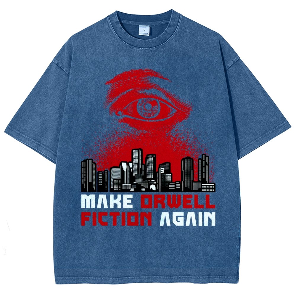 Damen Make Orwell Fiction Again Vintage Distressed T-shirt