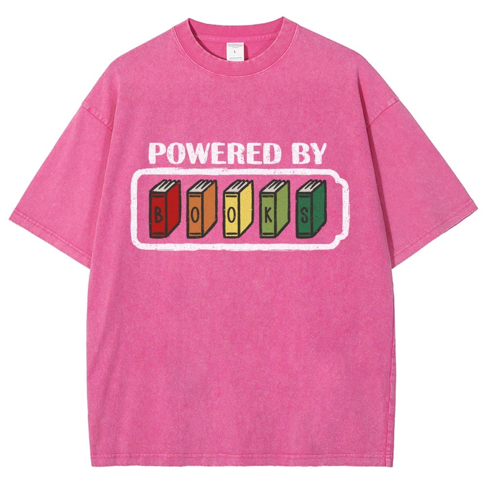Powered by Books Vintage Distressed T-shirt
