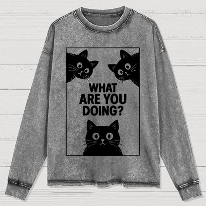 What Are You Doing Washed Long Sleeve Tee