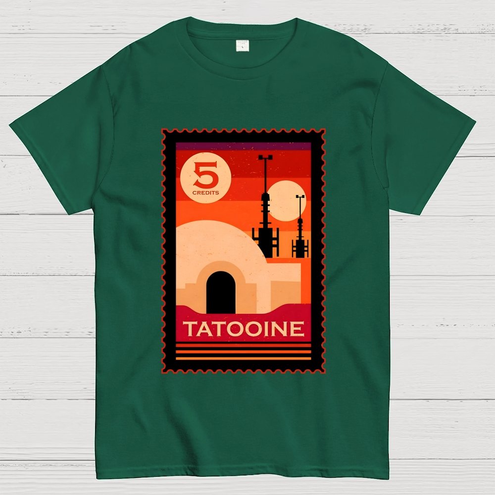 Double Suns Retro Postage Stamp Geek T-Shirt