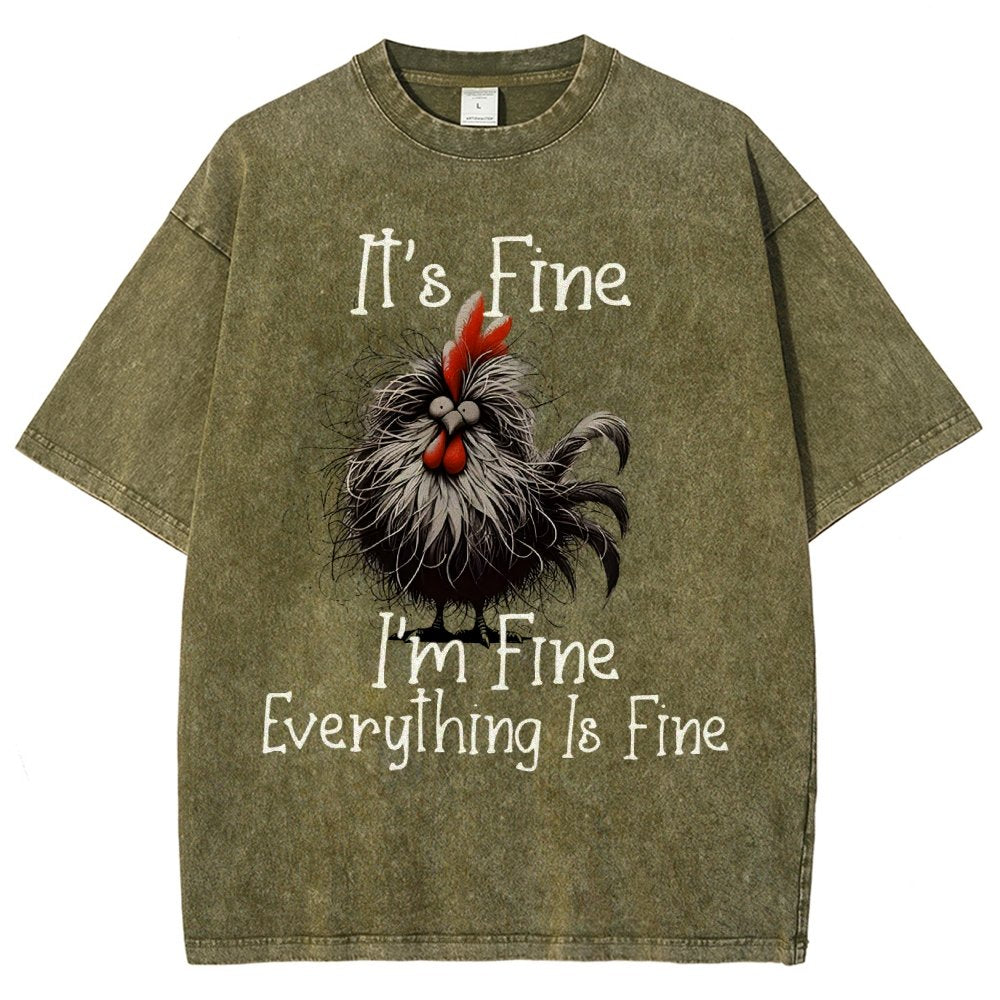 It's Fine，Funny Chick Vintage Distressed T-shirt
