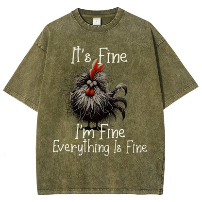 It's Fine，Funny Chick Vintage Distressed T-shirt