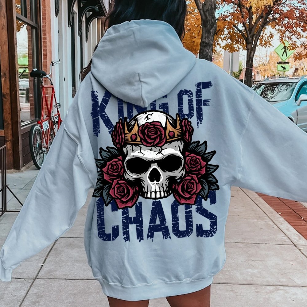 King Of Chaos Printed Back Cotton Hoodie