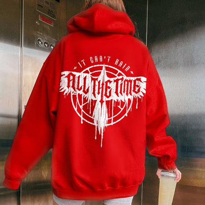 It Can't Rain All The Time Nerd Printed Back Cotton Hoodie