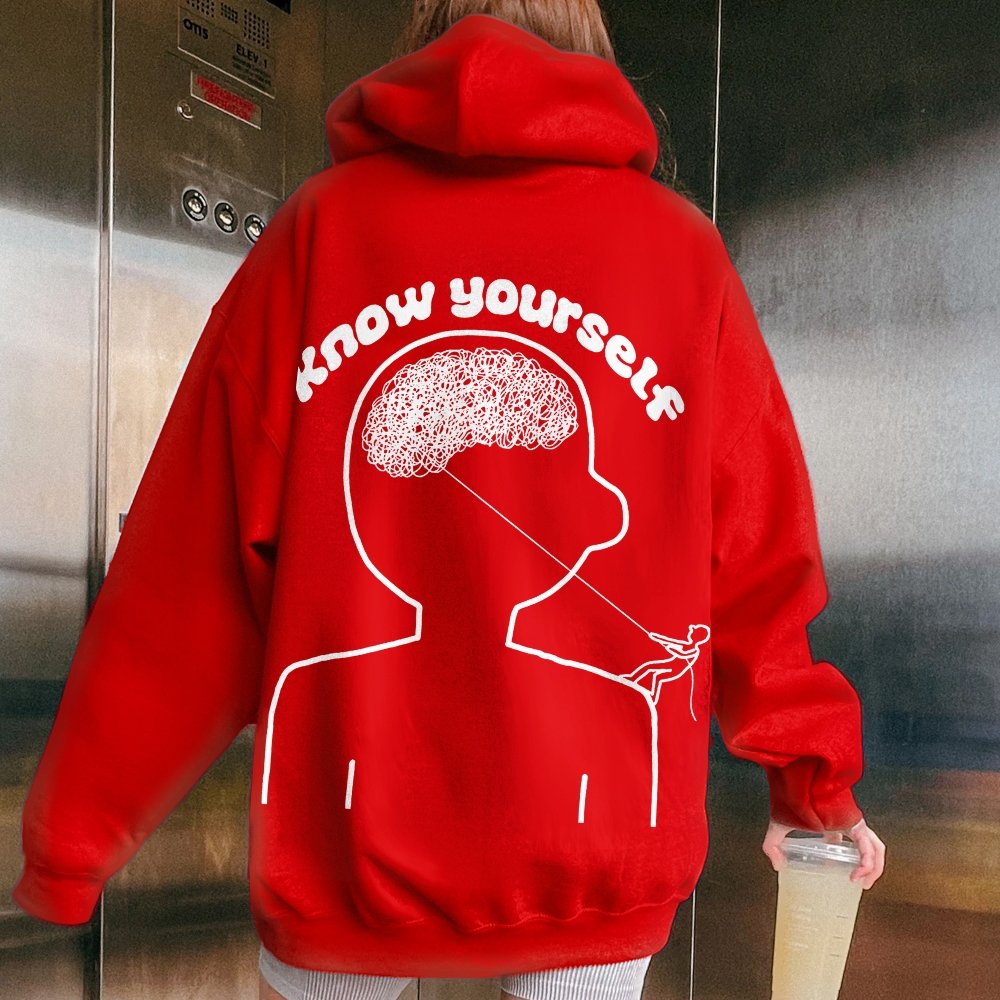 Vintage Mental Health Matters Graphic Print Printed Back Cotton Hoodie