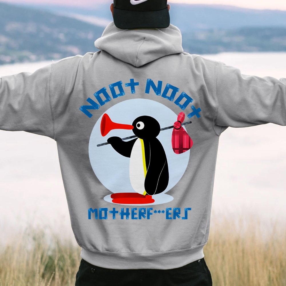 NOOT NOOT MOTHERF***ERS Printed Back Unisex Cotton Hoodie