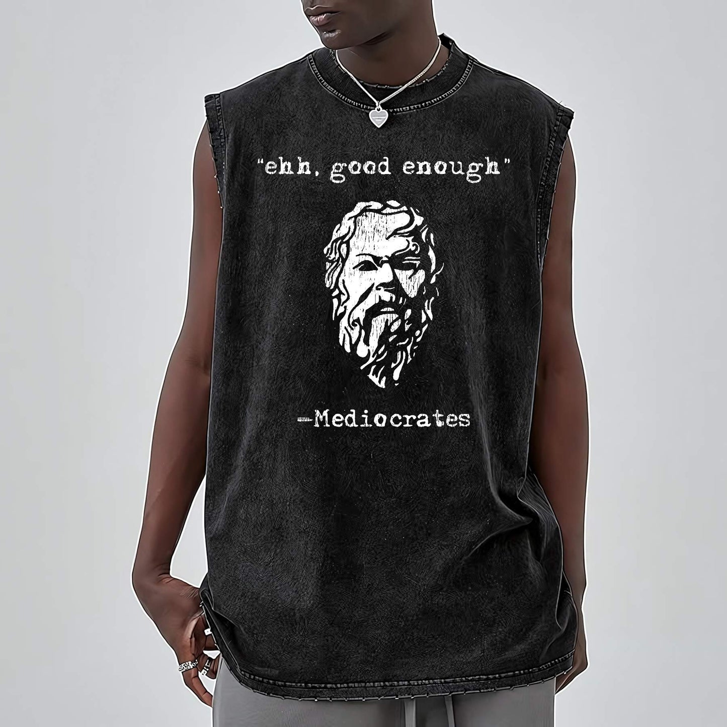 Mediocrates eh Good Enough Vintage Distressed Washed Tank