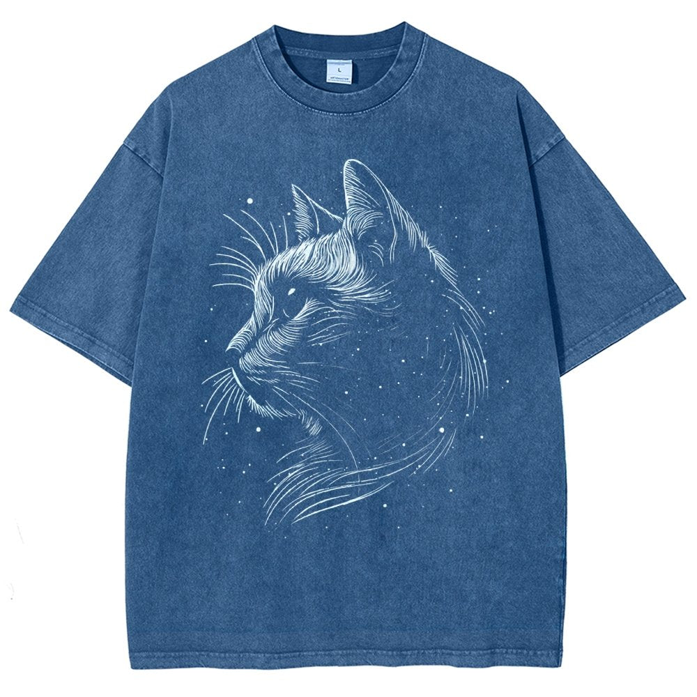Space cat Vintage Distressed T-shirt