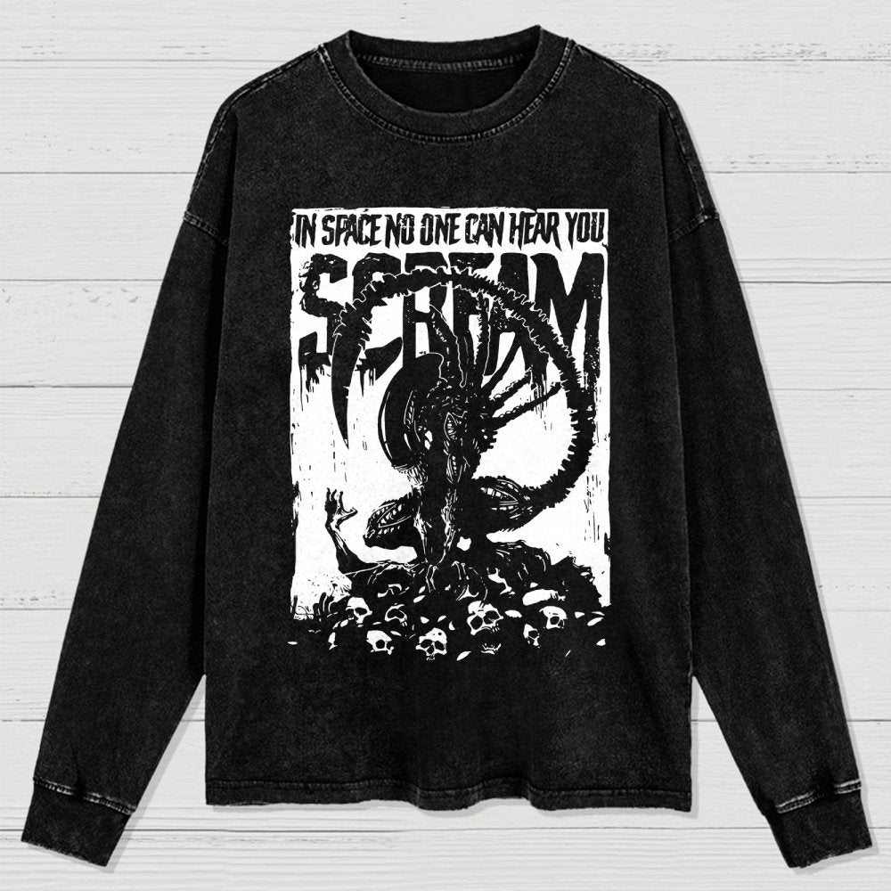 In Space No One Can Hear You Washed Long Sleeve Tee