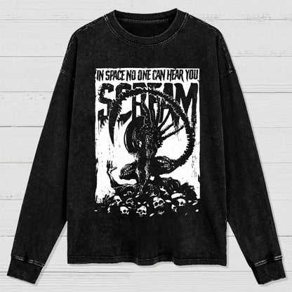 In Space No One Can Hear You Washed Long Sleeve Tee