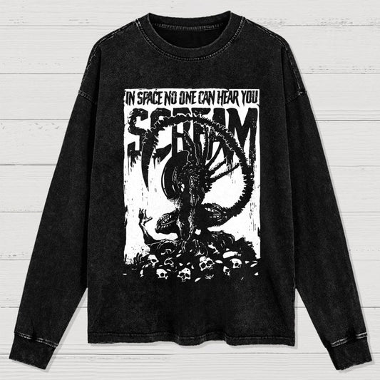 In Space No One Can Hear You Washed Long Sleeve Tee