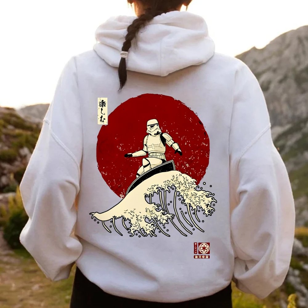 Cosmic Wave Printed Back Unisex Cotton Hoodie