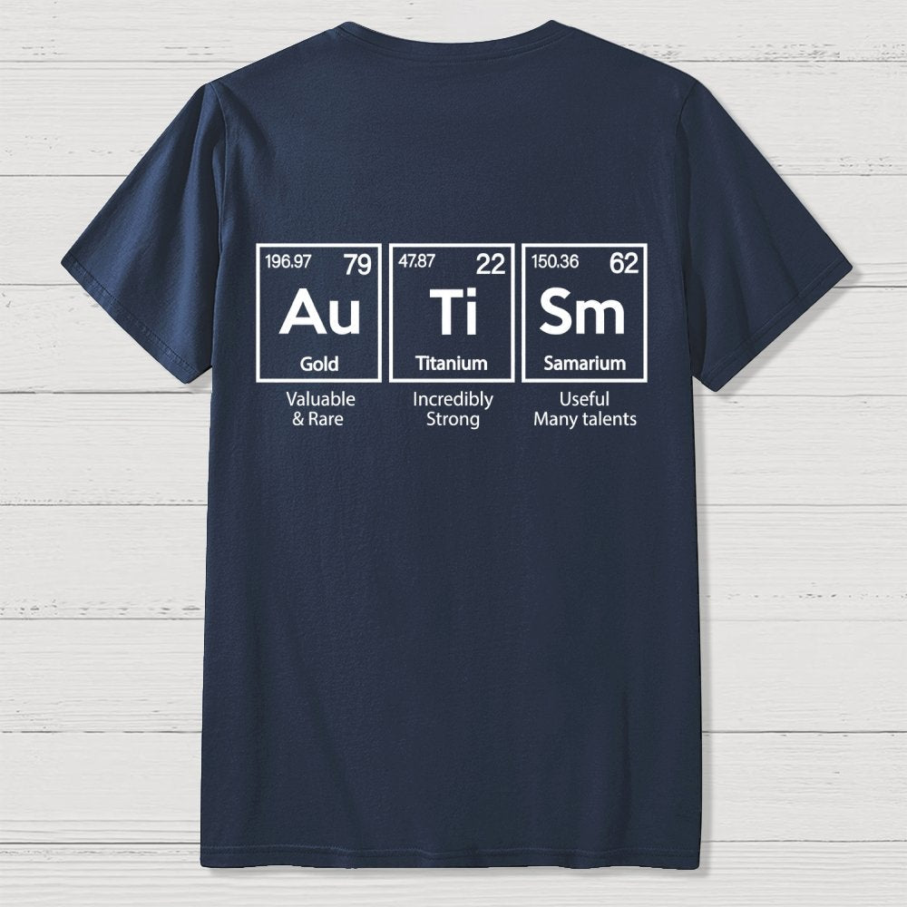 Autism Awareness Elements Periodic Back Printing Geek T-Shirt