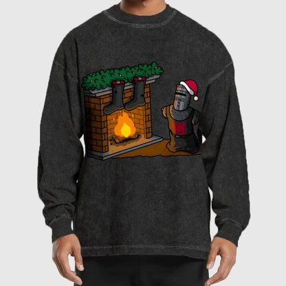 Black Knight Christmas Washed Long Sleeve Tee