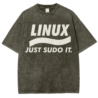 Linux Just Sudo It Vintage Distressed T-shirt