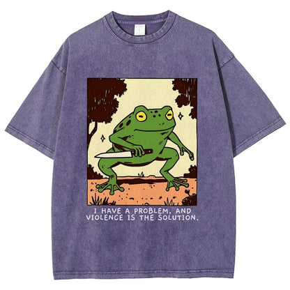 Frog Violence Vintage Distressed T-shirt