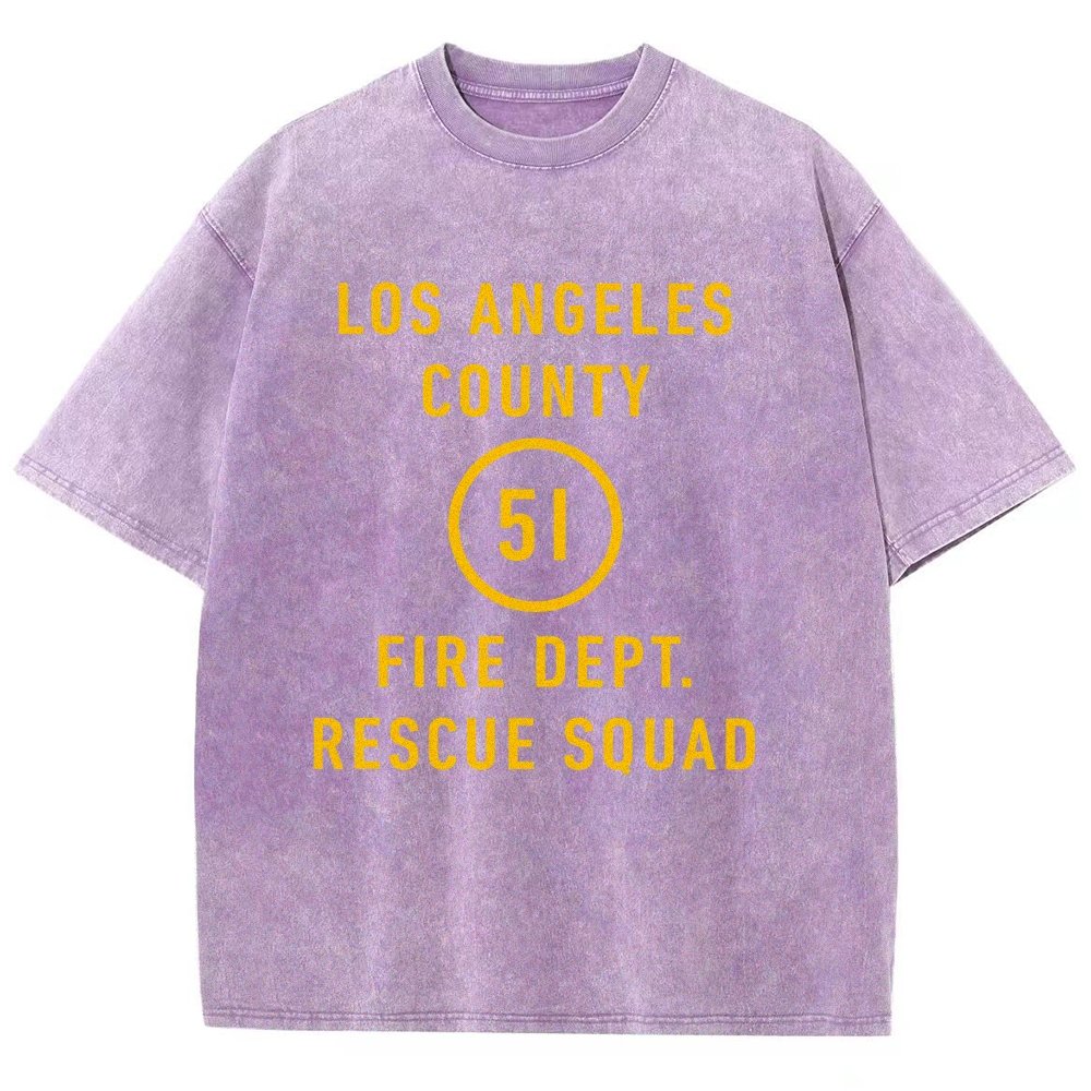 Emergency - Los Angeles County Fire Dept. Squad 51 Vintage Distressed T-shirt