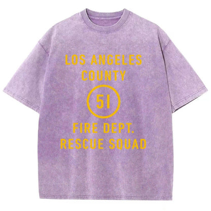 Emergency - Los Angeles County Fire Dept. Squad 51 Vintage Distressed T-shirt