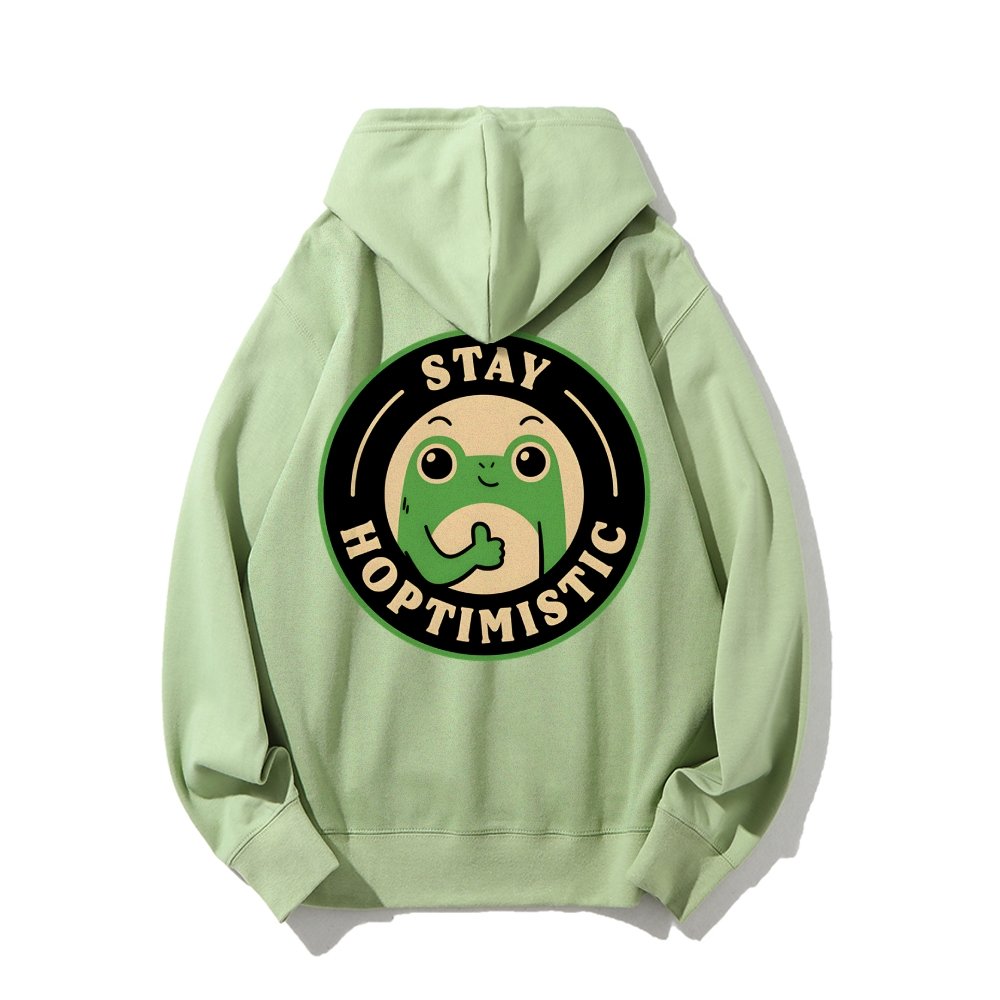Stay Hoptimistic Printed Back Unisex Cotton Hoodie