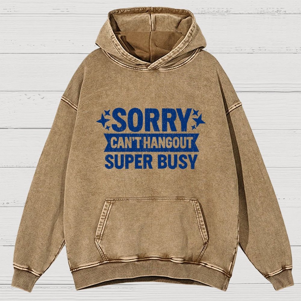 Sorry — Can’T Hang Out — Super Busy Vintage Distressed Hoodie