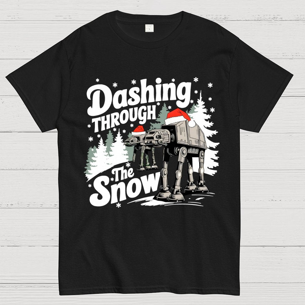 Mystery Robot Dog Crosses the Snow Christmas Geek T-Shirt
