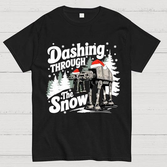 Mystery Robot Dog Crosses the Snow Christmas Geek T-Shirt
