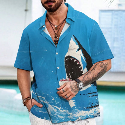 Shark Art Printed Geek Hawaiian Shirt
