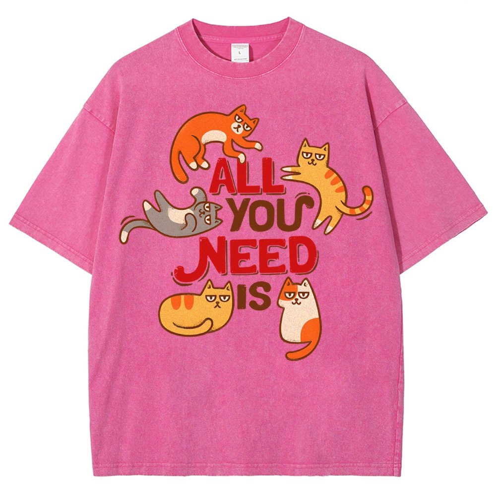 All You Need Is Cat Vintage Distressed T-shirt