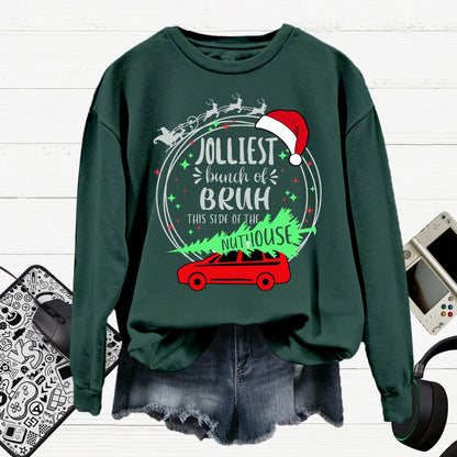 Jolliest Bunch Of Bruh Christmas Cotton Pullover Sweatshirt