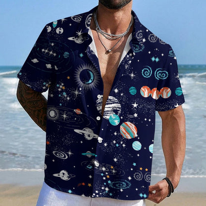 Universe Space Planet Print Geek Hawaiian Shirt