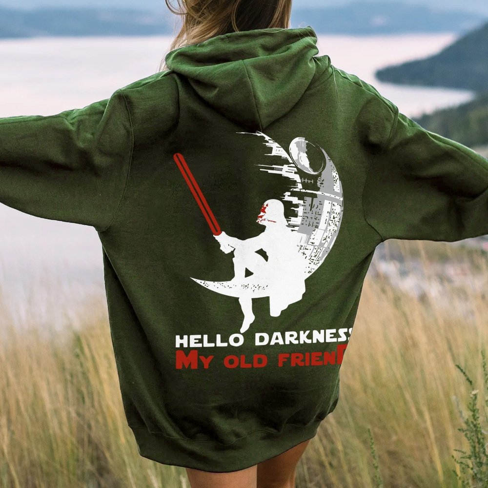 Hello Darkness My Old Friend Printed Back Unisex Cotton Hoodie