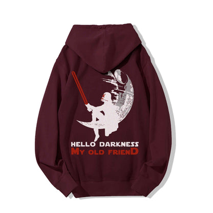 Hello Darkness My Old Friend Printed Back Unisex Cotton Hoodie