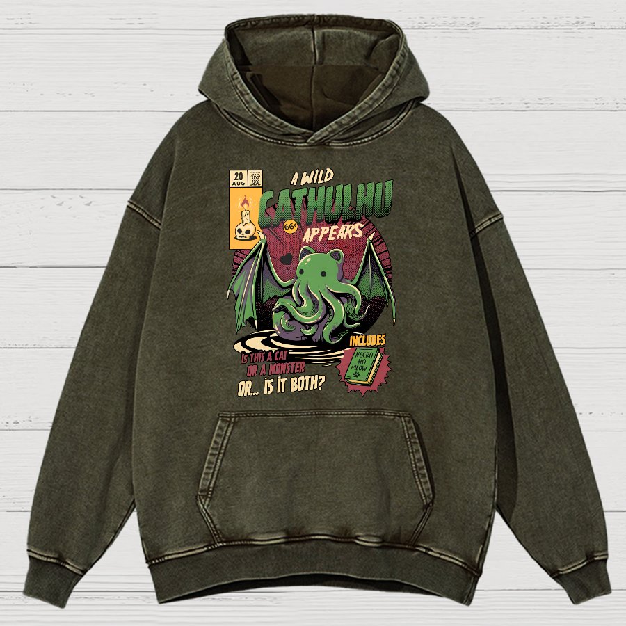 Cathulhu Round Vintage Distressed Hoodie