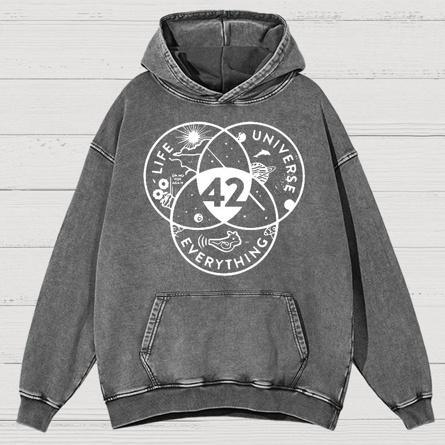 42 Answer To Life The Universe Vintage Distressed Hoodie